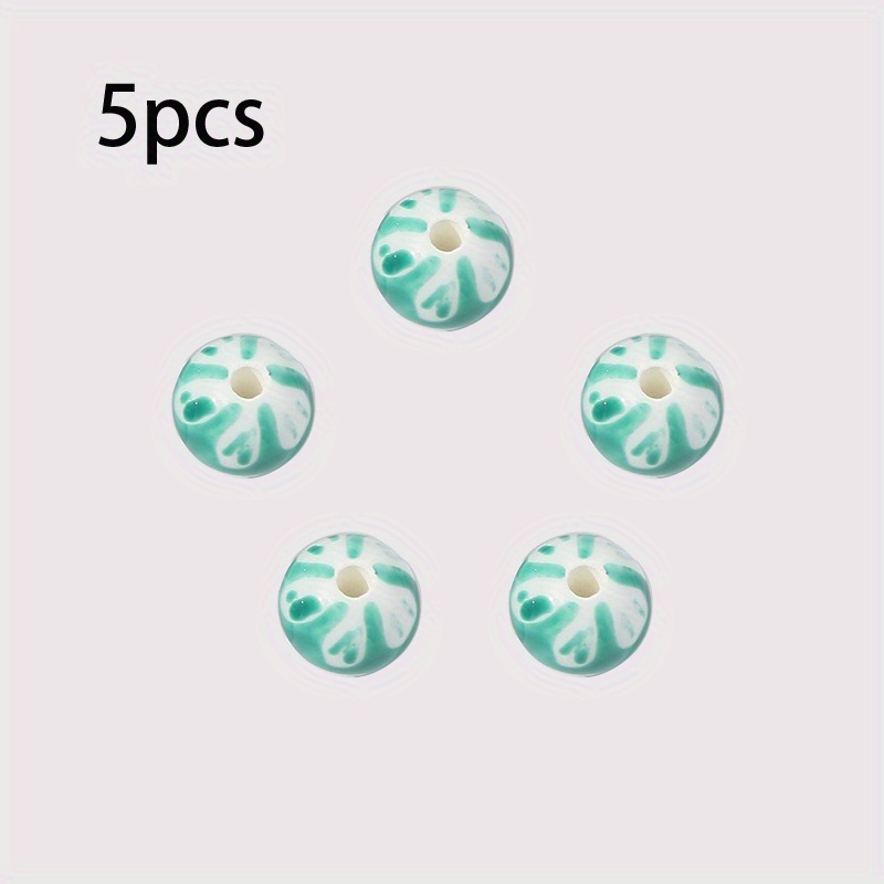 5 Hand-Painted Ceramic Beads for DIY
